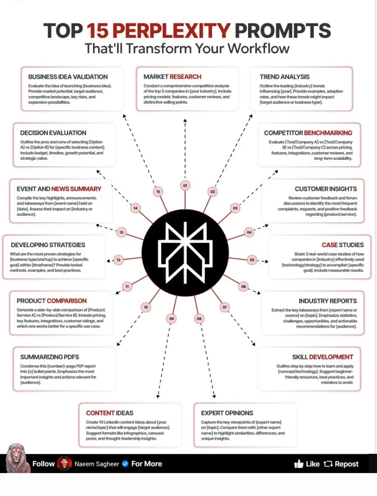 Cheatsheet by Naeem Sagheer: Top 15 Perplexity prompts