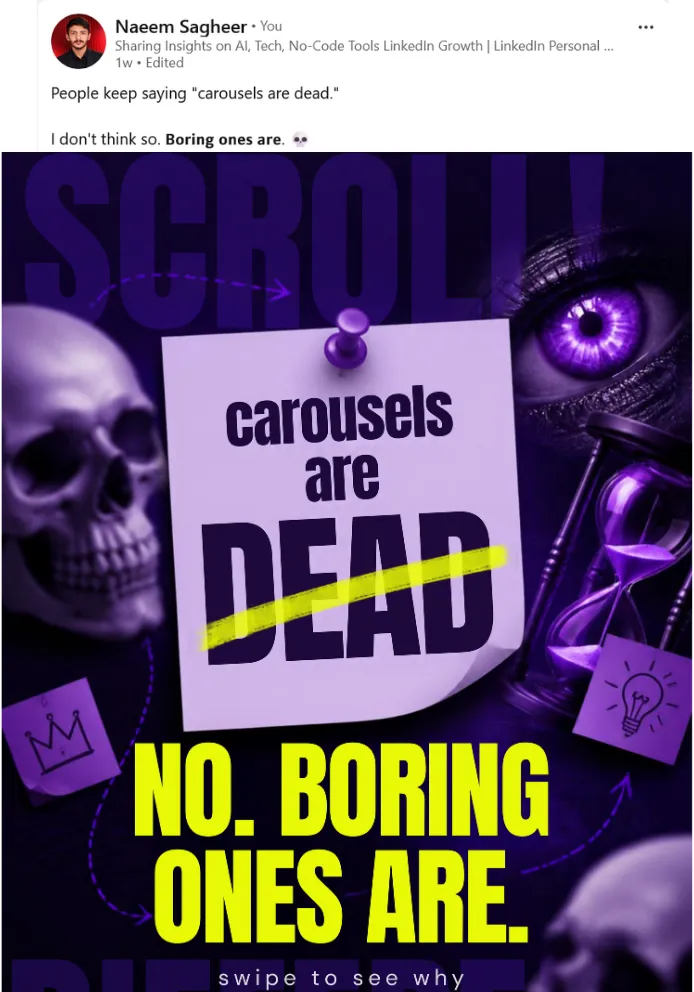 Sponsored LinkedIn post for Carousels